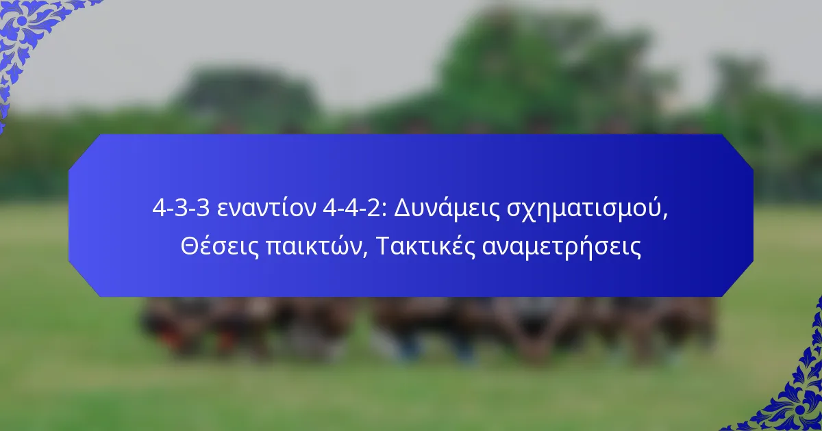 4-3-3 εναντίον 4-4-2: Δυνάμεις σχηματισμού, Θέσεις παικτών, Τακτικές αναμετρήσεις