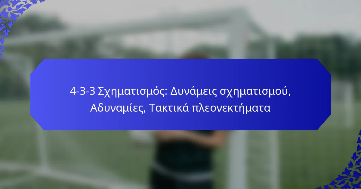 4-3-3 Σχηματισμός: Δυνάμεις σχηματισμού, Αδυναμίες, Τακτικά πλεονεκτήματα