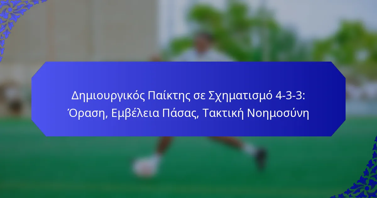 Δημιουργικός Παίκτης σε Σχηματισμό 4-3-3: Όραση, Εμβέλεια Πάσας, Τακτική Νοημοσύνη