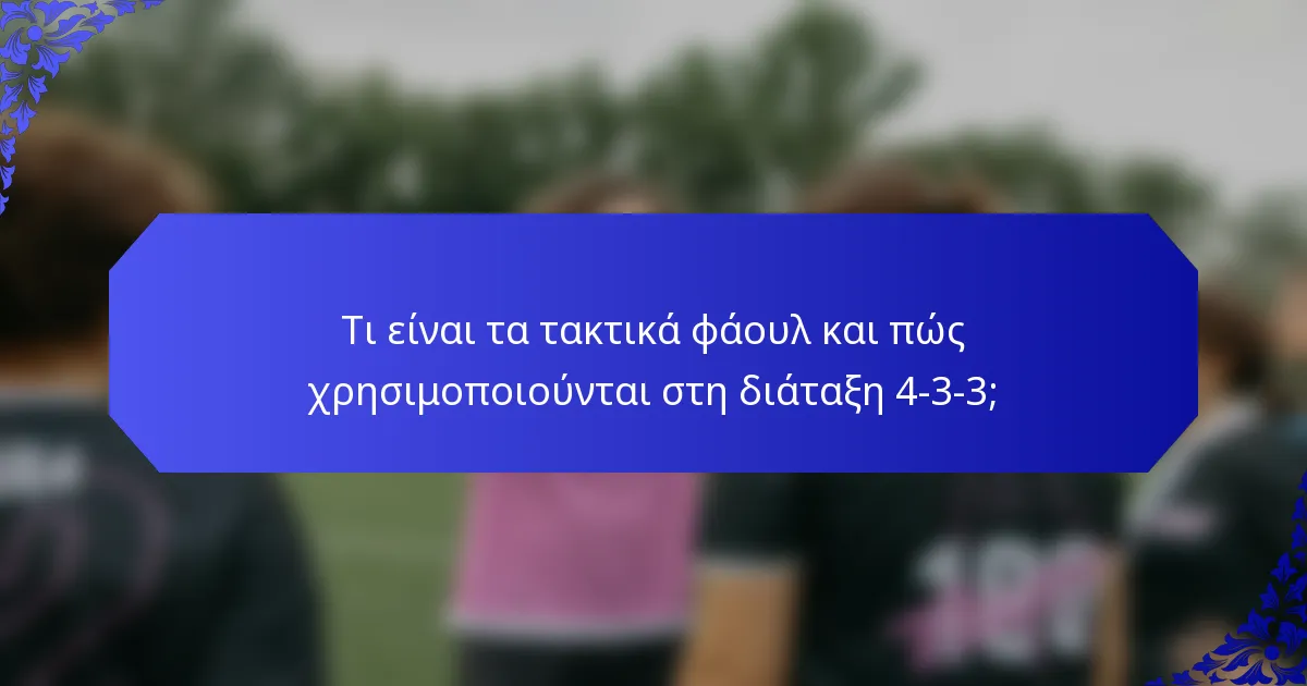 Τι είναι τα τακτικά φάουλ και πώς χρησιμοποιούνται στη διάταξη 4-3-3;